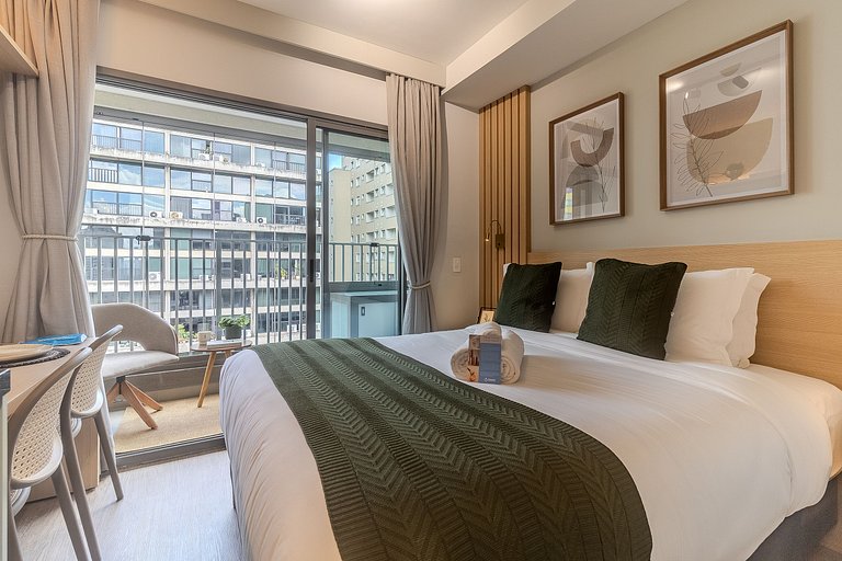 Studio no Citzy Paulista com Piscina no Rooftop