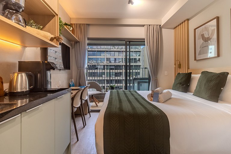 Studio no Citzy Paulista com Piscina no Rooftop